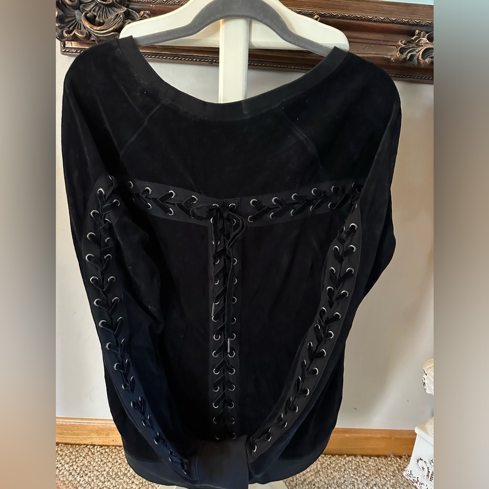 Pam and Gela Velvet Lace Up Sweatshirt NWT